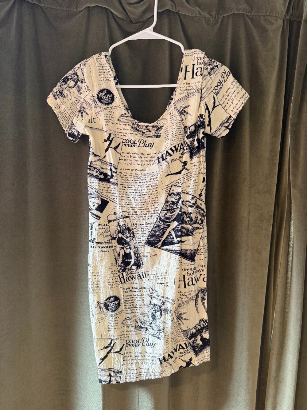 Vintage Jam's World Newsprint Mini Dress Women's 5
